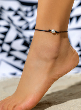 欧美跨境饰品冷淡风串珠蜡线锁骨