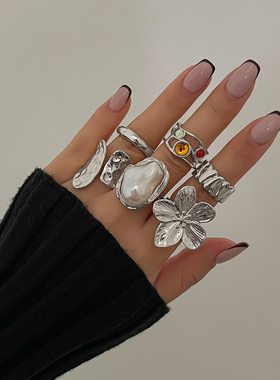 欧美跨境设计感液态熔岩花朵开口