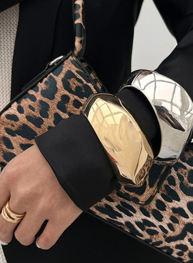 欧美跨境夸张金属光面宽手镯Brac