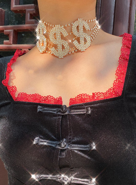 欧美跨境饰品夸张原宿风水钻美元