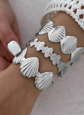 欧美跨境金属质感ins花朵手镯Bra