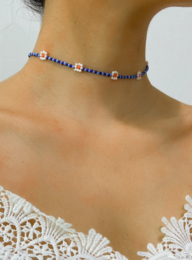 波西米亚度假风彩色小雏菊花朵项