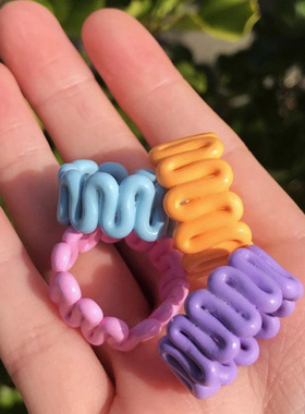 简约甜酷风马卡龙色镂空沙拉条戒