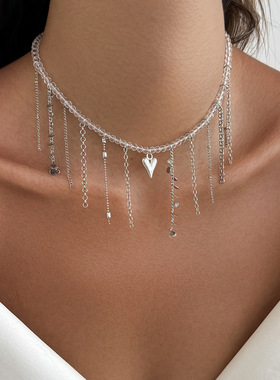 欧美跨境甜酷ins风金属爱心链条