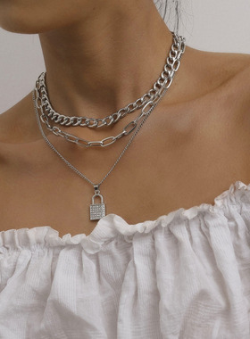 欧美跨境饰品气质冷淡风金属链条