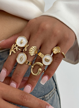 欧美跨境海洋ins风滴油扇贝壳关