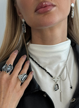 欧美跨境轻奢ins几何亚克力钻吊