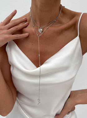 欧美跨境简约ins风玫瑰花朵吊坠