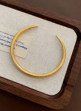 冷淡风夏季开口不对称手镯钛钢不