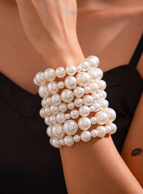 欧美跨境饰品朋克珍珠十字架项链