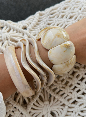 欧美跨境ins风不规则晕染树脂手