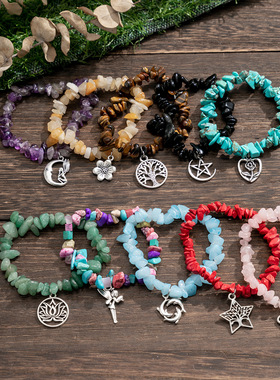 欧美跨境饰品复古度假风碎石彩色