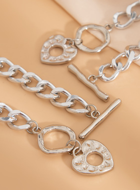 欧美跨境个性朋克熔岩镂空爱心吊