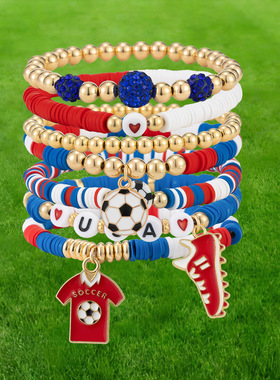 欧美跨境世界杯USA足球吊坠软陶