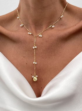 欧美跨境简约ins风仿珍珠锁骨项