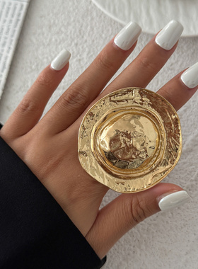 欧美跨境夸张ins金属大帽檐帽子