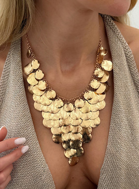 欧美跨境夸张ins瀑布状金属圆片