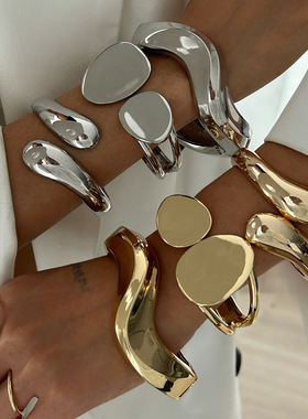 欧美跨境夸张金属光面水滴抱抱手