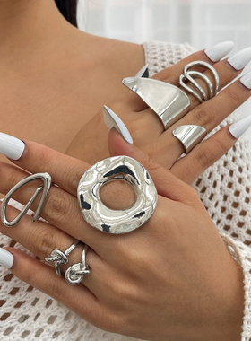 欧美跨境设计感不规则金属圆环戒