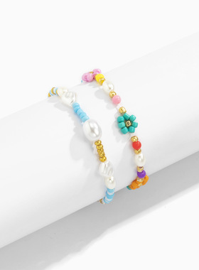 巴洛克风异形珍珠米珠手链女欧美