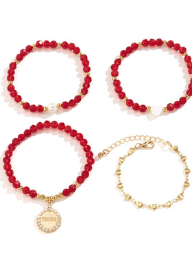 欧美跨境饰品复古微镶字母心形手