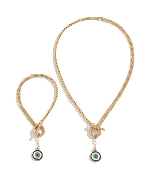 欧美跨境饰品小众不对称链条眼睛