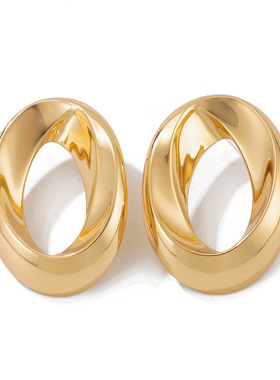 欧美跨境金属质感光面弹簧开口项圈choker个性几何朋克水滴项链女