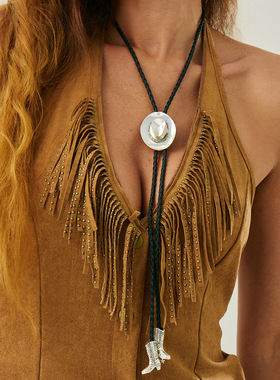 欧美跨境民族风金属牛仔帽靴子吊