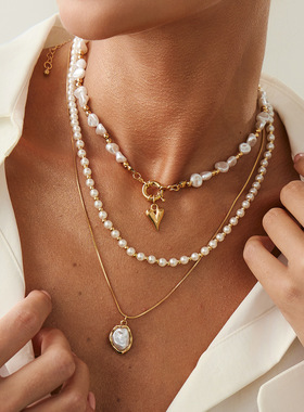 欧美跨境巴洛克异形仿珍珠串珠项