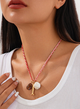 欧美跨境度假海星贝壳小鱼项链ne