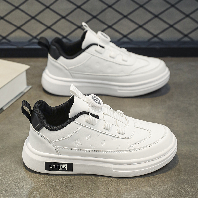 儿童小白鞋女童鞋子春夏季2024新款学生运动白鞋中大童旋纽扣板鞋