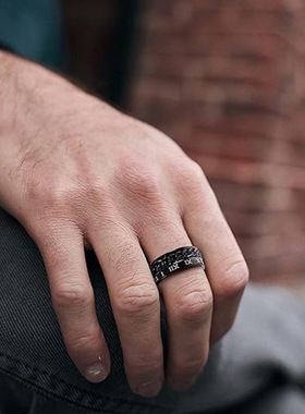 可转动罗马数字钛钢戒指大号13号