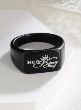 情侣对戒镭射国钛钢王王后ing指