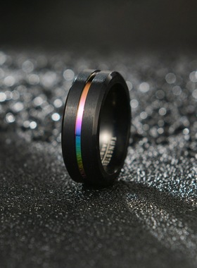 黑间彩色男士钛钢大号首饰精致