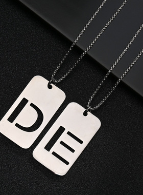 数字镂空军牌铭牌项链男吊坠简约