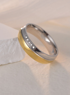 镶钻男女指环扳指太钢尾戒对戒流