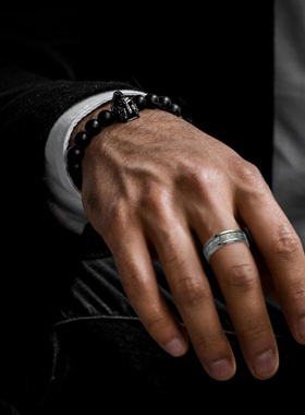 欧美复古潮男士钛钢戒指霸气个性
