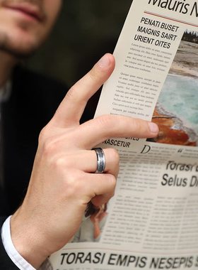 外贸欧美男式手饰品8mm男士钛钢指环凯尔特三角结不锈钢钛钢太钢