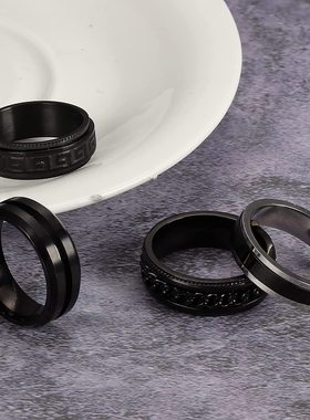 钛钢男式旋转减压指指环ring首饰