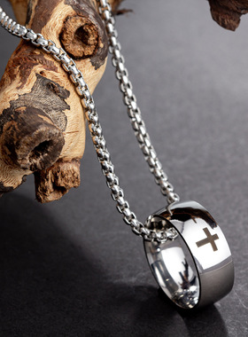 欧美新款简约十字架钛钢项链毛