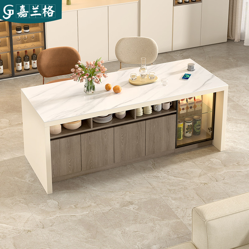 客厅吧台桌隔断柜开放式岩板中岛台餐桌一体岛台柜单独料理台9E69,淘宝优惠券,粉丝福利购,淘宝优惠卷