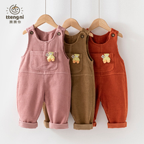 Baby Back With Pants Spring Autumn Dress Cute Woman Treasure Light Core Suede Casual Pants One-piece Pants 0-2 Year Old Baby Pants Spring Autumn