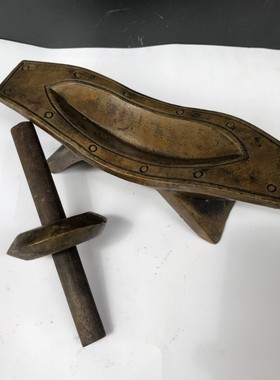 适用铜药碾子船摆件古代碾药机中医药店装饰工艺品摆设仿古铜药