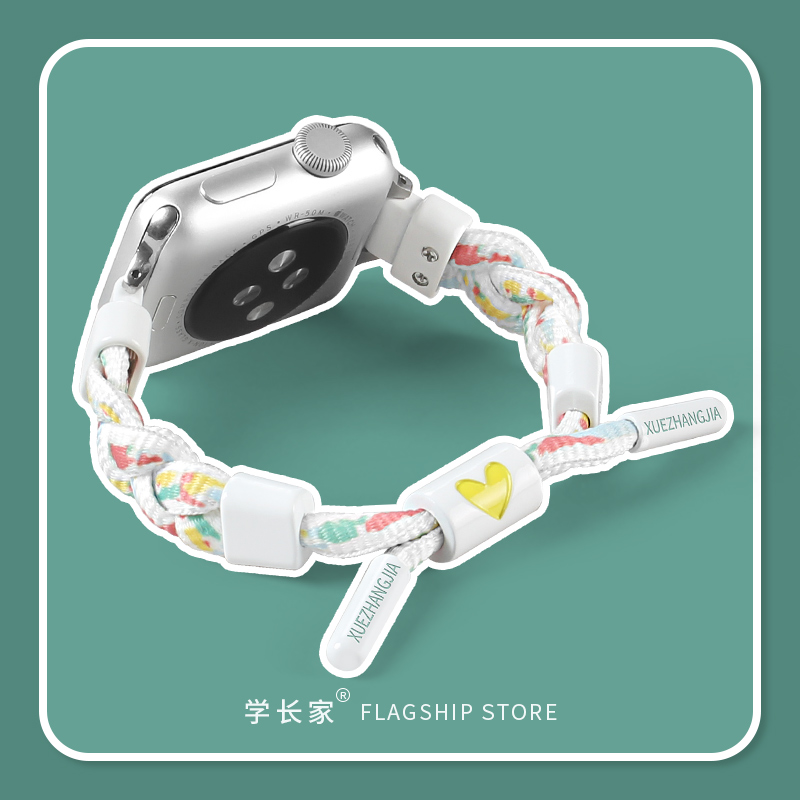 适用苹果iwatch10/9表带applewatch7/6/5手表带编织iwatchs8秋冬新款九十代iwatchse尼龙女生高级s10s9s8s7s6 - 图0