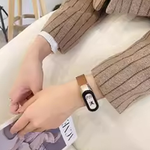 适用小米手环10/9/8/7/6nfc腕带皮质3/4/5表带高颜值皮质表链陶瓷版智能运动手表带十专用手带九八七代链女生 - 图1