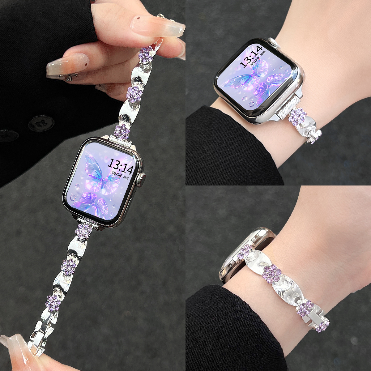 适用华为fit4表带新款4pro系列手带腕表watch fit3高级创意金属表链fit2智能运动女生手环腕带fit手表带女款 - 图1