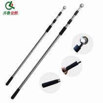 Zilu Enron flagpole telescopic flagpole stainless steel handheld flagpole outdoor activities Handheld flagpole (silver flag) 