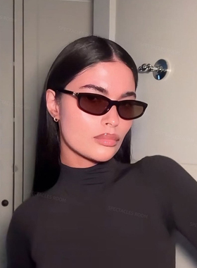 老钱风jennie同款太阳眼镜窄框方框凹造型ins欧美风墨镜可配度数