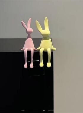 植绒坐姿兔子长耳兔子摆件客厅入户玄关电视柜鞋柜酒店软装饰礼物