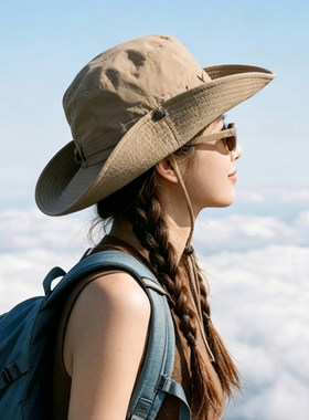 大檐西部牛仔帽女款2026新款遮阳防晒帽新疆旅游川西草原登山帽子